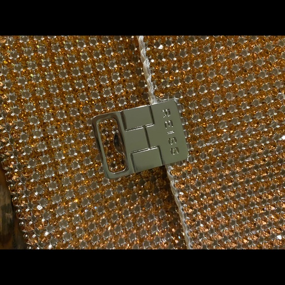 NWT Reiss Sparkly Purse Evening Bag Shoulder Clutch Peach Pinkish Bling - Picture 3 of 11